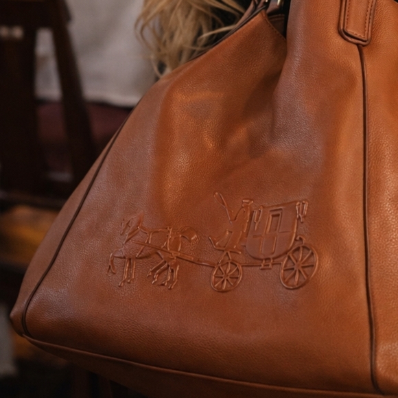 Coach Edie  Brown Leather Embossed Horse And Carriage Bag - Picture 2 of 15
